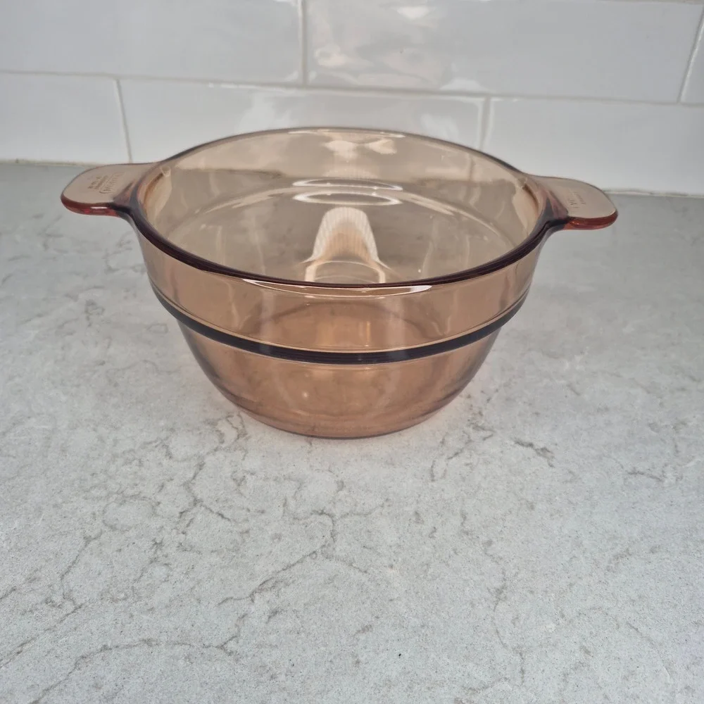 Corning Ware Visions V-20-B Amber Glass Double Boiler Insert France Vintage